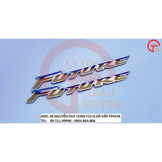 Cặp tem titan chữ future dán xe honda future ,tinh sảo
