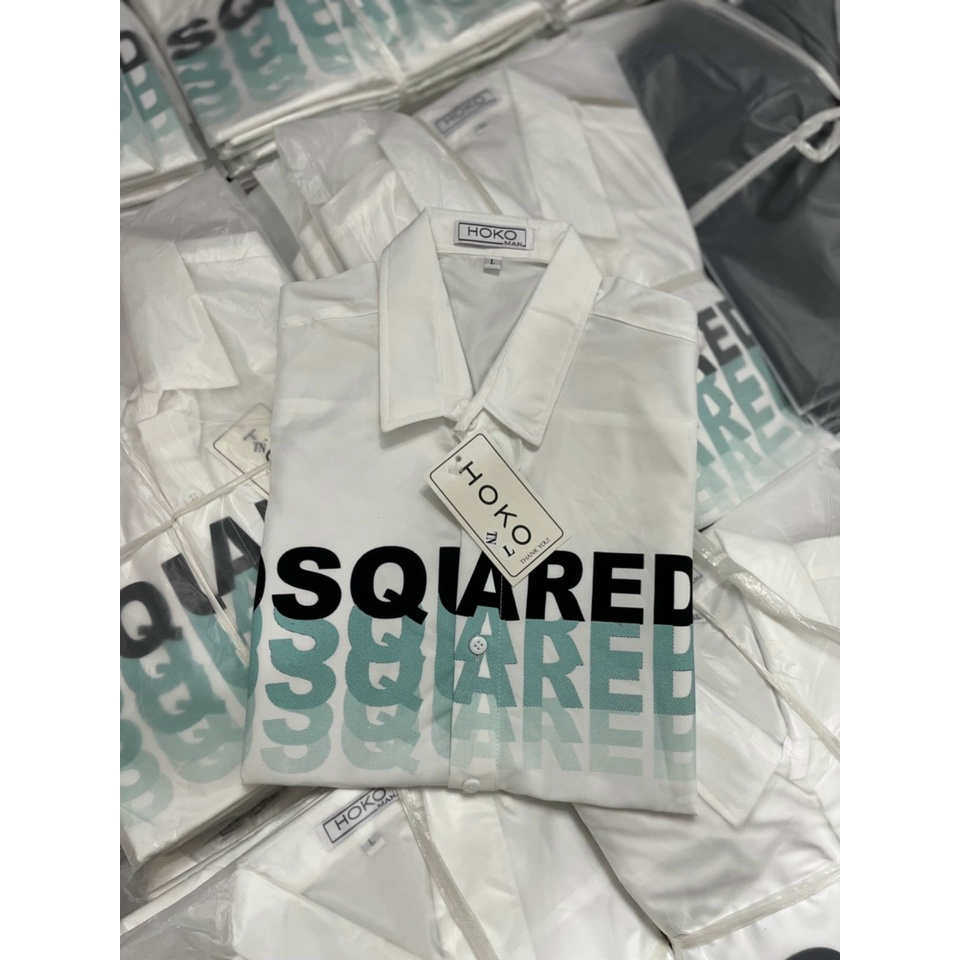 Áo sơ mi nam ngắn tay vải lụa Kate cao cấp in chữ "DSQUARED2" chuẩn from trẻ trung dễ phối đồ SOHEO STORE