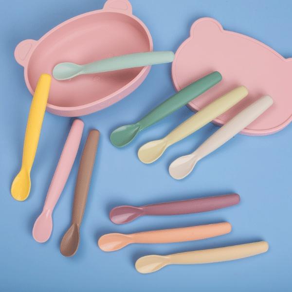 Thìa Silicone Ăn Dặm Cán Dài , Muỗng Silicon Cán Dài Thương Hiệu  Baby'Si Cho Bé Ăn Dặm