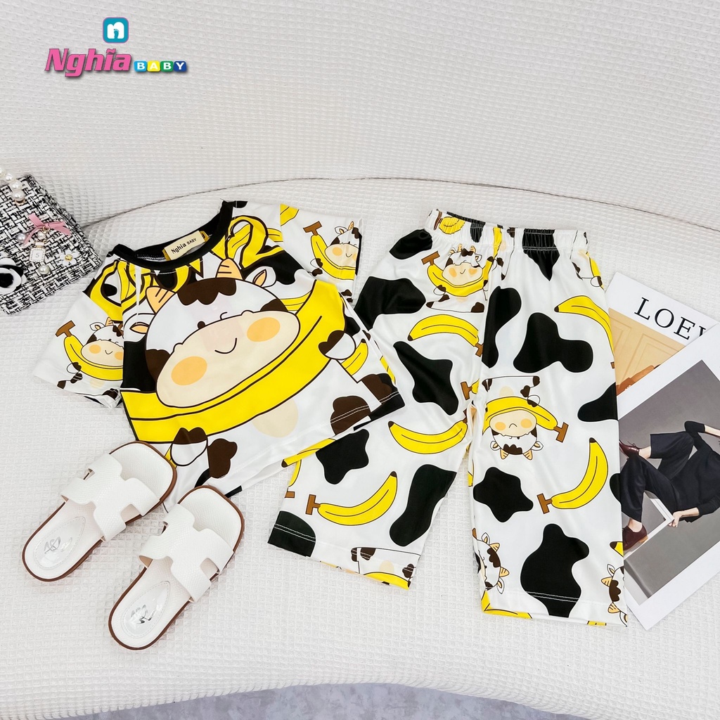 SET BỘ HOT HIT QUẦN SUÔNG DÀI THUN LẠNH IN 3D NGHĨA BABY DÀNH CHO BÉ GÁI