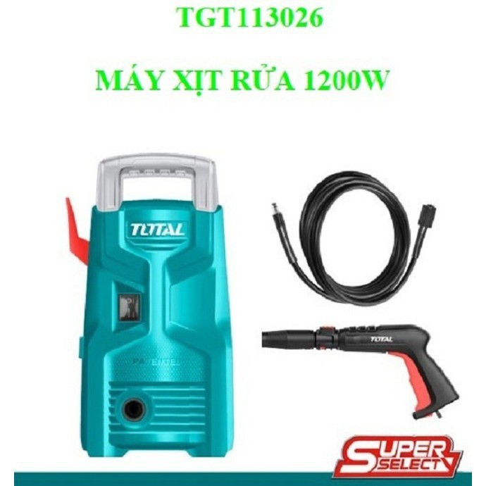 Máy xịt rửa xe áp lực 1200W (mẫu mới) TOTAL TGT113026 rửa xịt cao áp vệ sinh ô tô xe hơi tưới cây