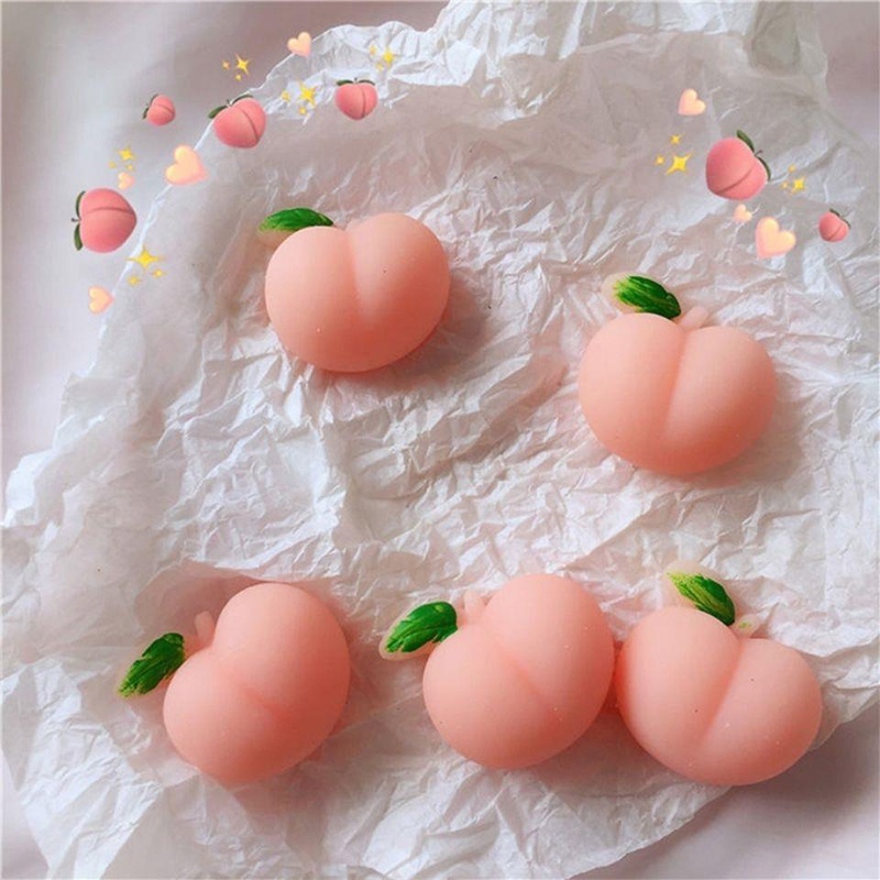 Siêu dễ thương Silicone màu hồng đào Đồ chơi Bóp dành cho Người lớn Trẻ em Căng thẳng Giảm căng thẳng Đồ chơi Thần tài Giải nén Trang trí Thiết bị