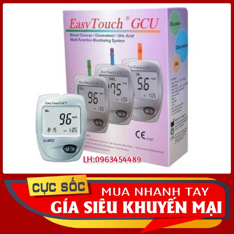 [ BH TRỌN ĐỜI ] Máy Đo Đường Huyết, Mỡ Máu, Gout 3 Trong 1 Easytouch GCU