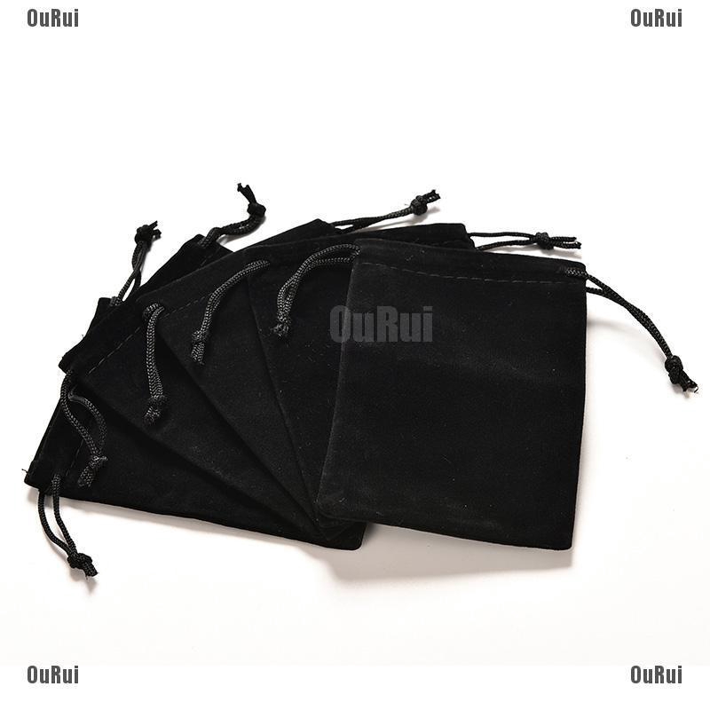 (FCC) Bông Tai Dây Xích Và Túi Nhung Đen Có Vòng Khuyên