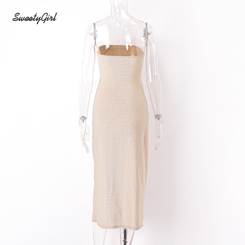 Đầm Maxi Không Tay Eo Thấp Hở Vai Màu Trơn Thời Trang 2022 Dành Cho Nữ