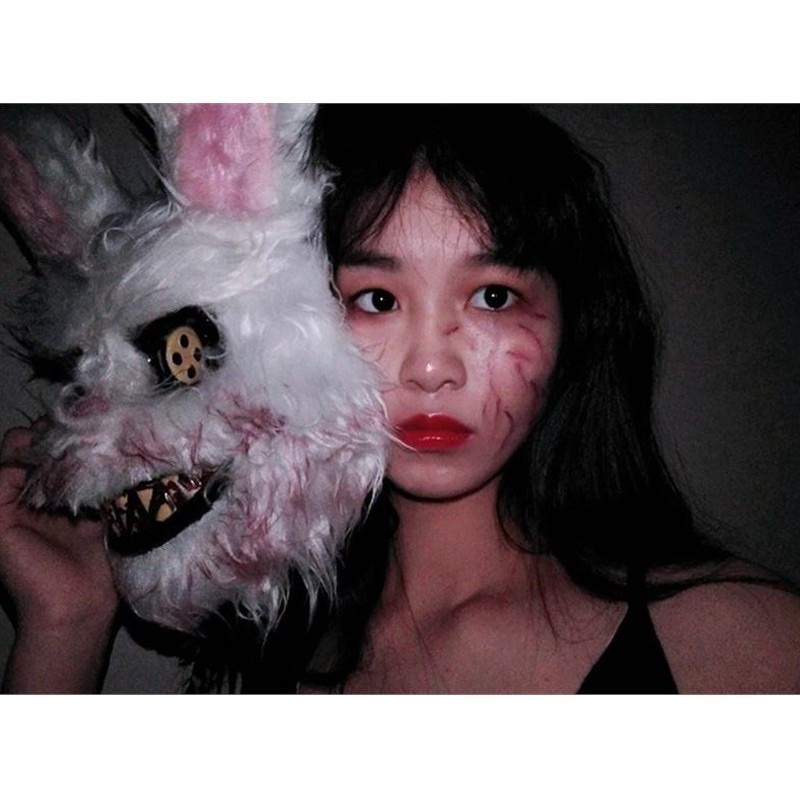 PHỤ KIỆN THƠI TRANG ♥Mặt nạ hóa trang Halloween hình thỏ trắng .