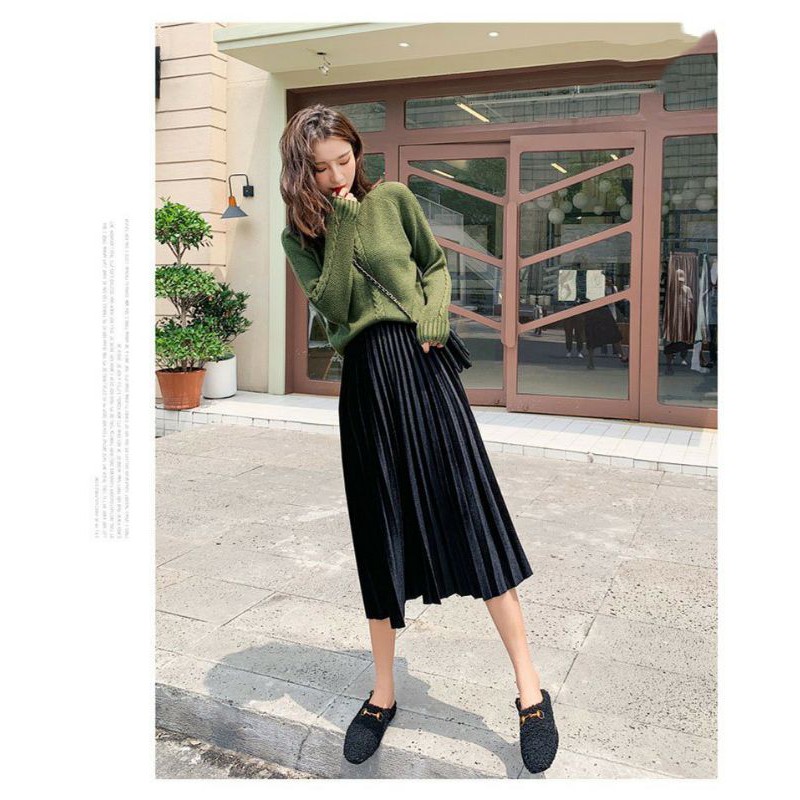 CHÂN VÁY XẾP LY DÀI 65cm! chân váy midi công sở