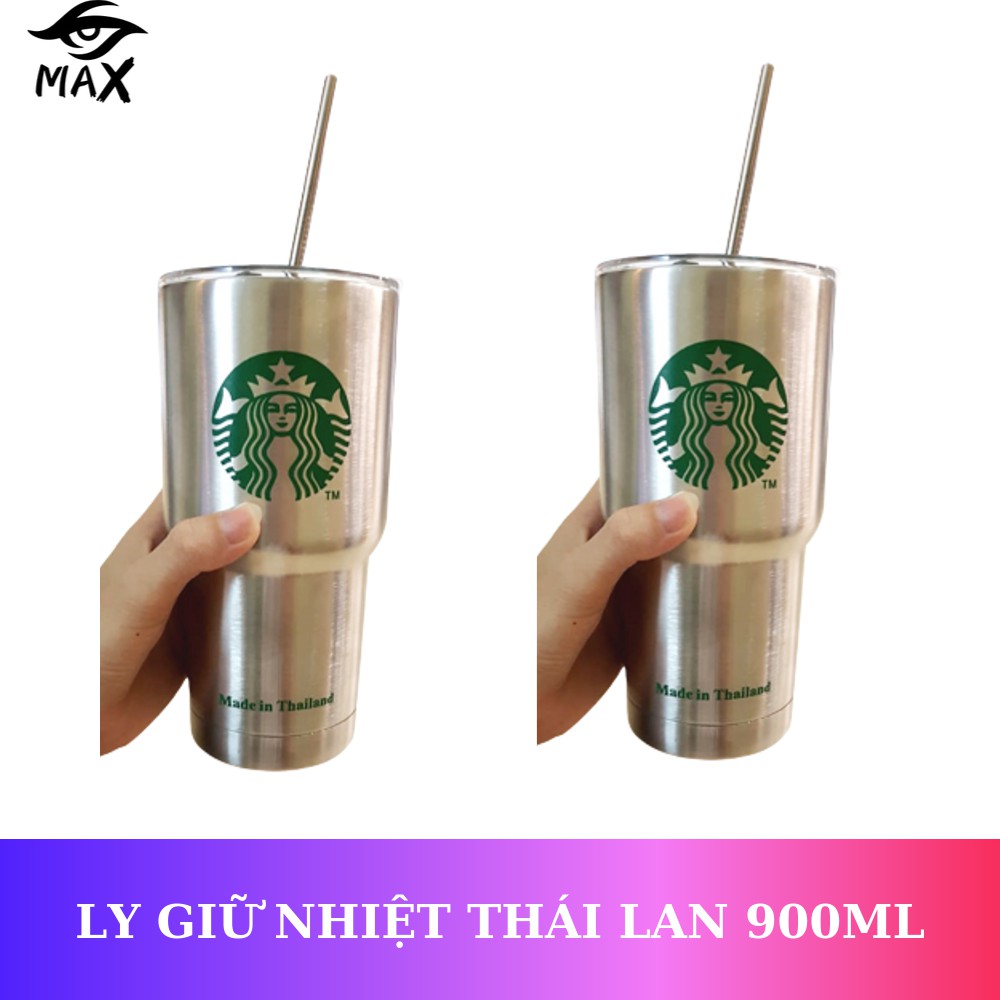 Ly Giữ Nhiệt Thái Lan 900ml Có Nắp Chống Tràn + Tặng Túi Đựng Và Bộ Ống Hút Inox Quin Max Store