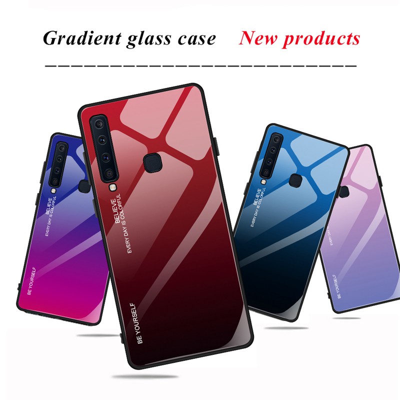 Ốp điện thoại mặt kính cường lực màu gradient cho Samsung Galaxy A9S A9 2018 | BigBuy360 - bigbuy360.vn