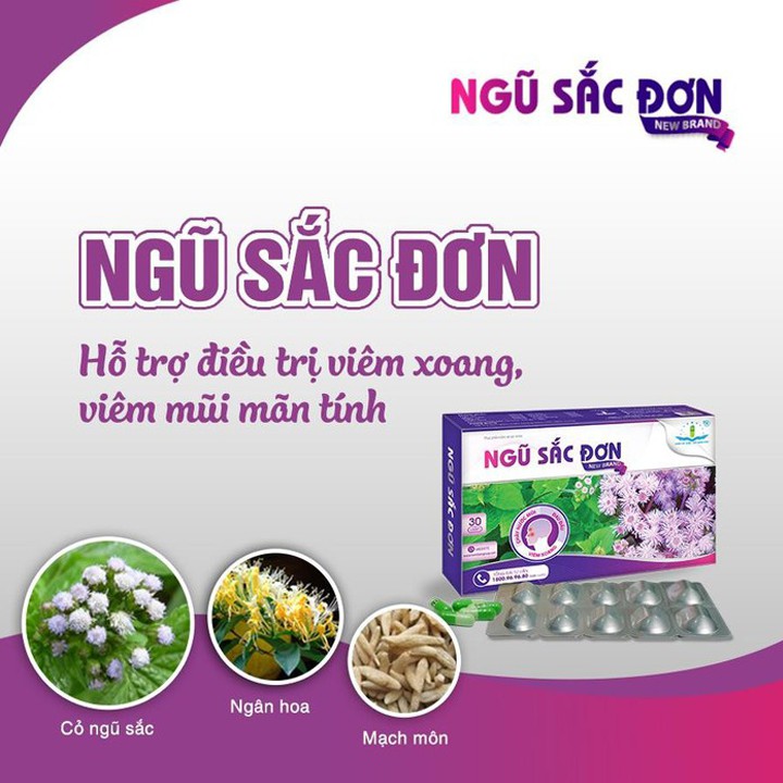 Ngũ Sắc Đơn Hỗ Trợ Giảm Viêm Xoang Viêm Mũi Dị Ứng Hộp 30 Viên Hàng Chính