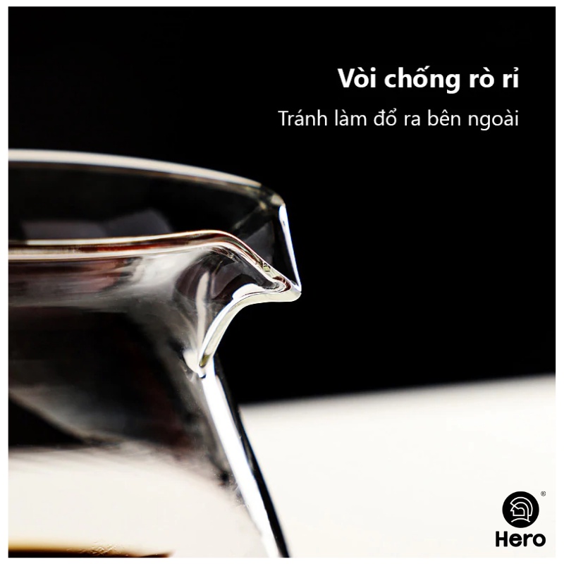 Bình serve đựng cà phê original chính hãng HERO thuỷ tinh chịu nhiệt cao vòi chống rò rỉ tay cầm chắn chắn