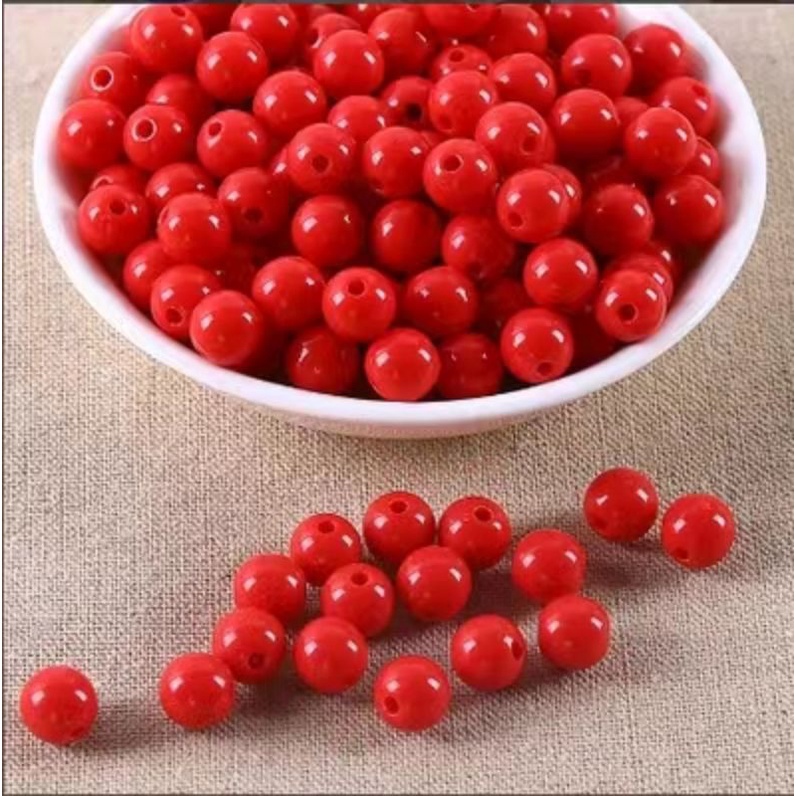 100g ngọc trai giả làm bằng tay cườm trang sức phụ kiện 6mm-14mm hạt tròn Màu đỏ, màu đen hạt chuỗi hạt nhựa