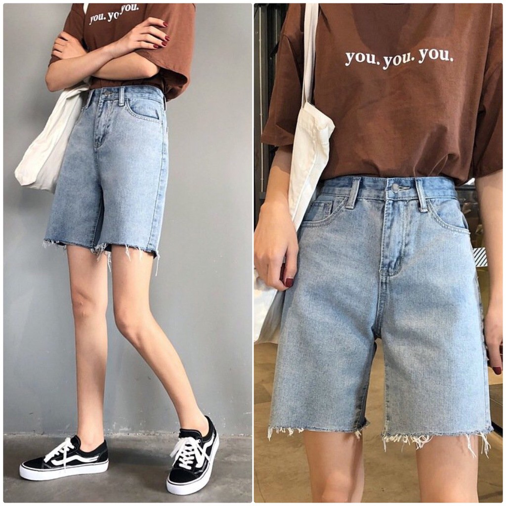 Quần short jean ngố trơn đơn giản BC307