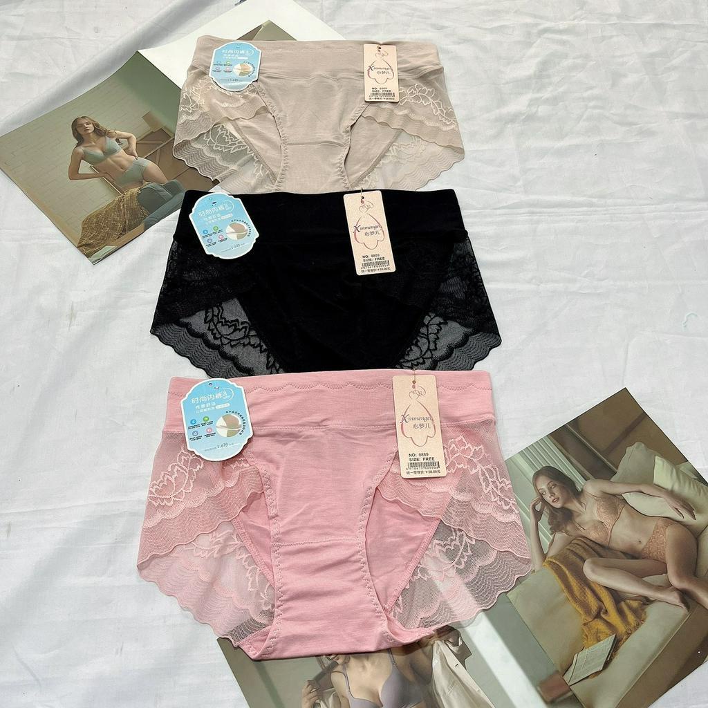 Quần lót nữ cotton viscose cao cấp cạp cao 8889 mềm mại thấm hút mồ hôi thoáng mát freesize từ 45kg-65kg