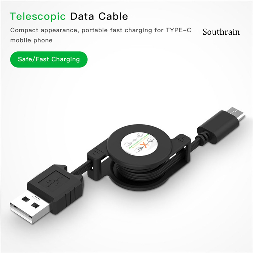 Southrain Type-C Retractable Data Sync Phone USB 3.1 Charging Cable Cord for Android iOS