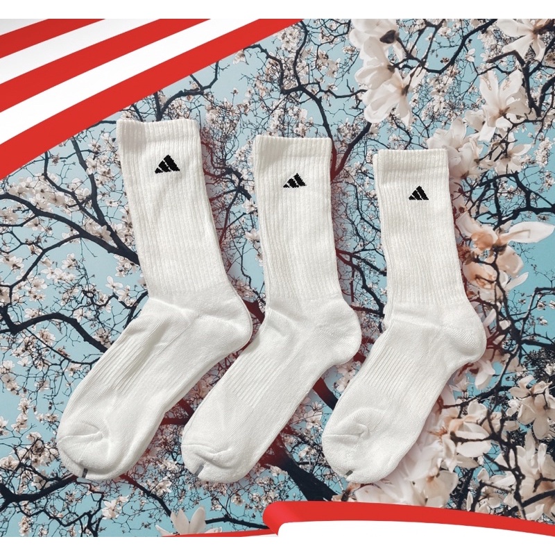 Tất ADIDAS cổ cao [ Hàng dày xuất khẩu ] Vớ thể thao dệt kim cao cấp 95% Coton hạn chế mùi hôi và thông thoáng