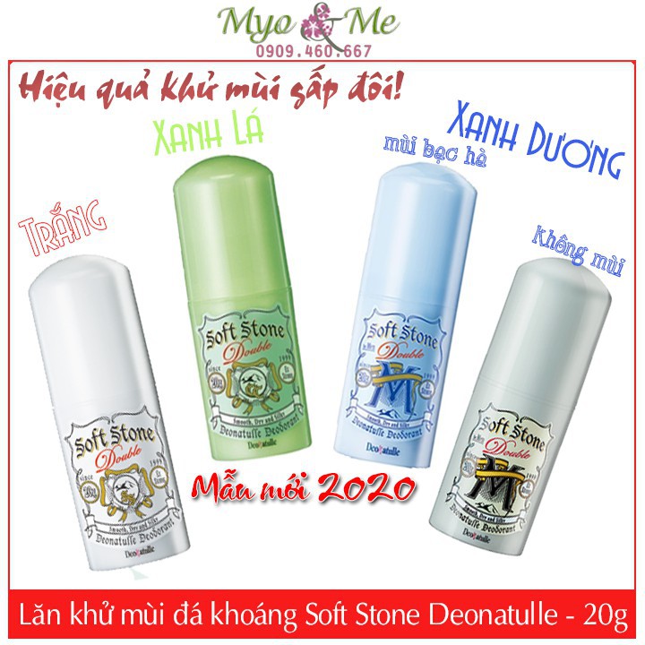 (Mẫu mới 2021) Lăn khử mùi đá khoáng Soft Stone Nhật Bản và Squeeze magic