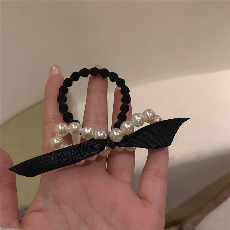 🌈Dây Cột Tóc Nơ Đính Ngọc Trai Phong Cách Hàn Quốc Cổ Điển Thời Trang Mới