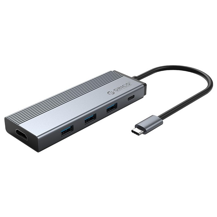 Hub USB Type-C 5 Cổng USB 3.0/PD ORICO 5SXA-GY - Hàng Chính Hãng