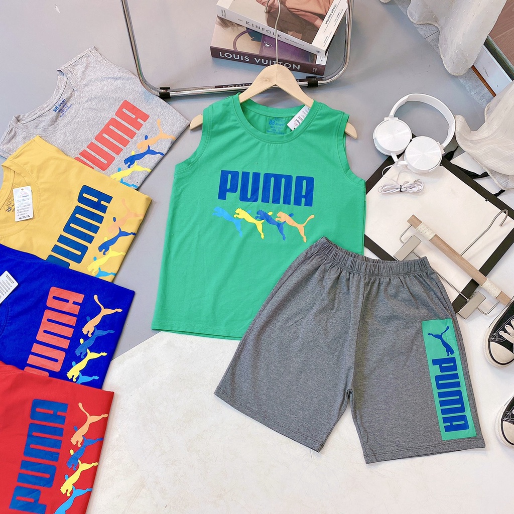 Bộ sát nách Puma bé trai, Bộ sát nách BT size đại, Bộ sát nách cộc tay bé trai