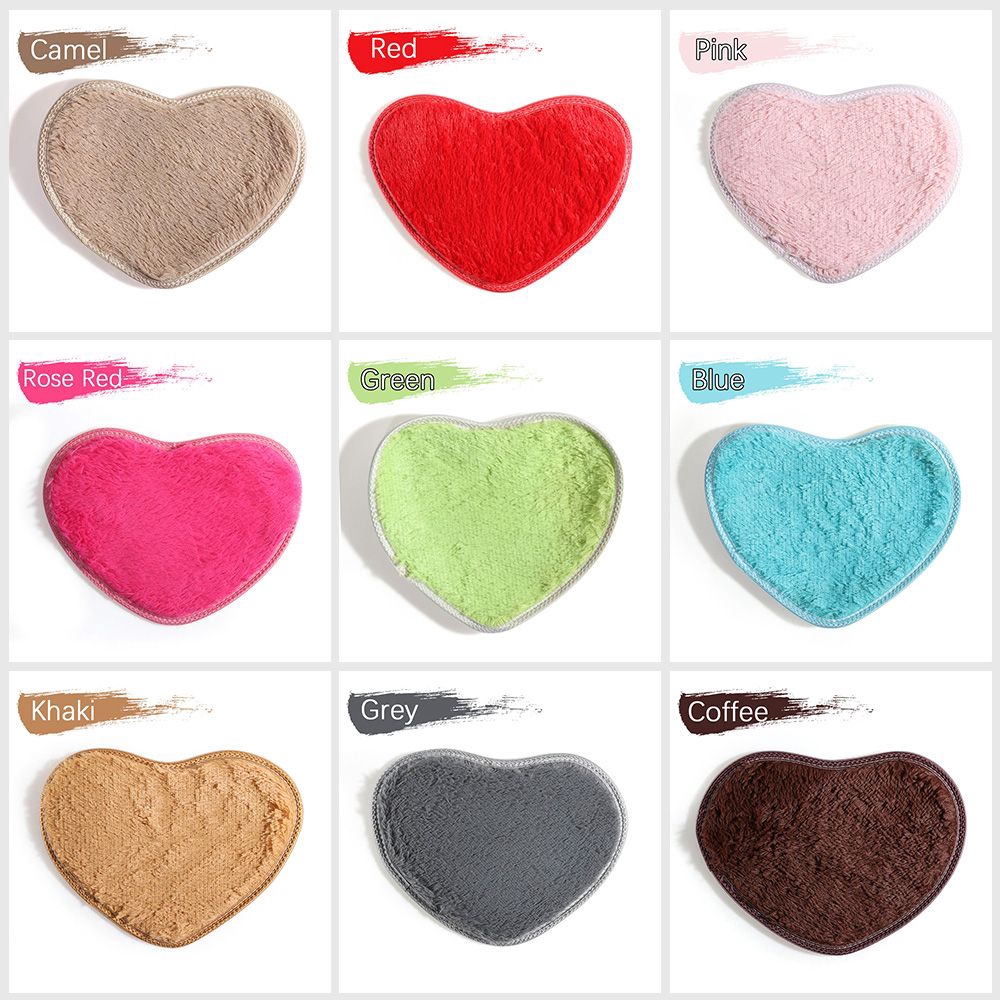 DORAW 40x30cm Shower Floor Nonslip Soft Plush Heart Mat