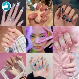 Bộ Móng Tay Giả Màu Ombre Bằng Acrylic Lấp Lánh