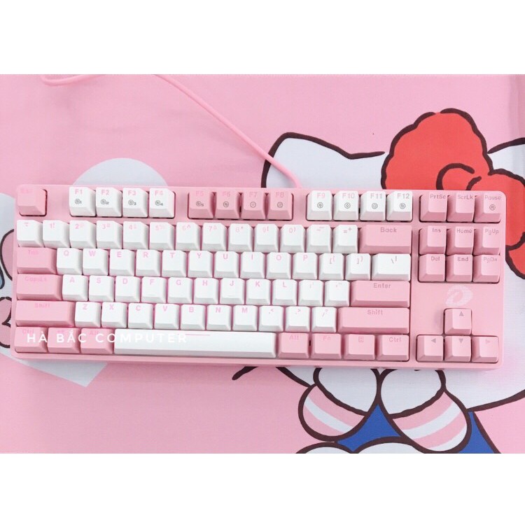 Bàn Phím Cơ DAREU EK87 Pink - White LED Hồng - Bàn Phím Gaming Màu Hồng ( Nhỏ Gọn Không Bàn Phím Phụ )