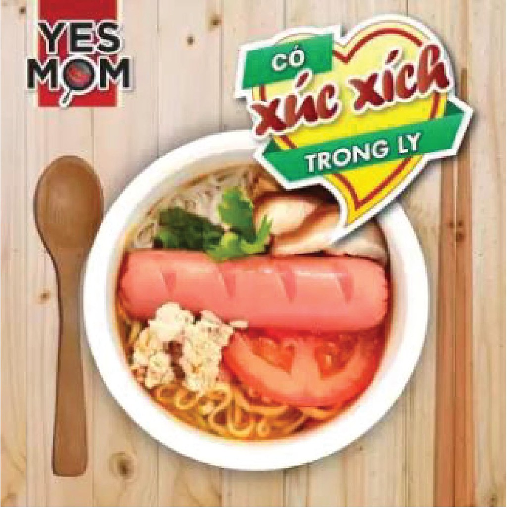 Mì Ly Xúc xích Yes Mom Bò Cải Chua 24 ly/ thùng