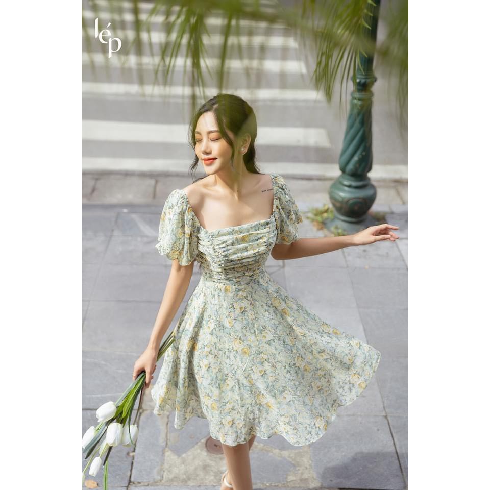 [Mã FAGREEN1505 giảm tới 30K đơn 99K] VÁY HOA XANH XÒE NHẸ TAY BỒNG CỰC XINH DK151 | BigBuy360 - bigbuy360.vn