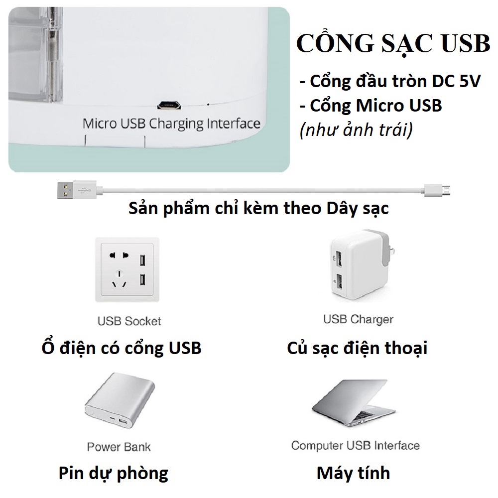 Quạt cầm tay mini sạc tích điện cỡ Lớn 10cm kèm Pin mã 17008