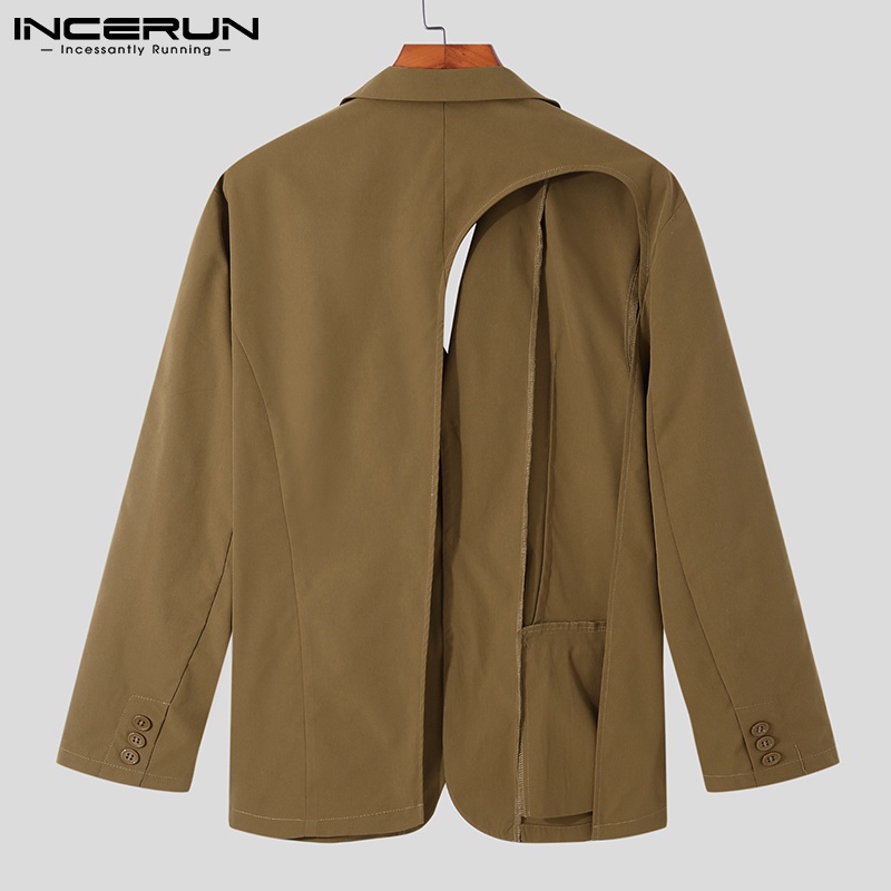 Áo khoác blazer INCERUN tay dài dáng rộng thời trang dành cho nam