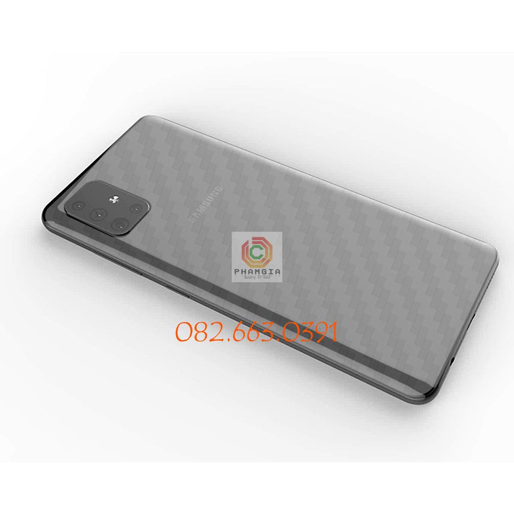Skin Dán carbon mặt sau cho Samsung Galaxy a51 vân 3D, full keo dễ dán