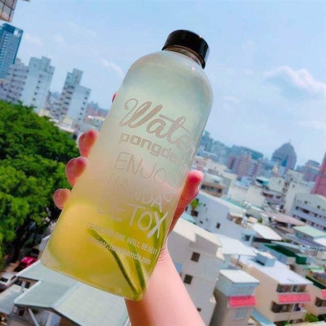 MVP1454 BÌNH NƯỚC DETOX Water PongDang 500ml + TÚI ĐỰNG - Bình nước detox bình nước thể thao, bình nước nhựa trong