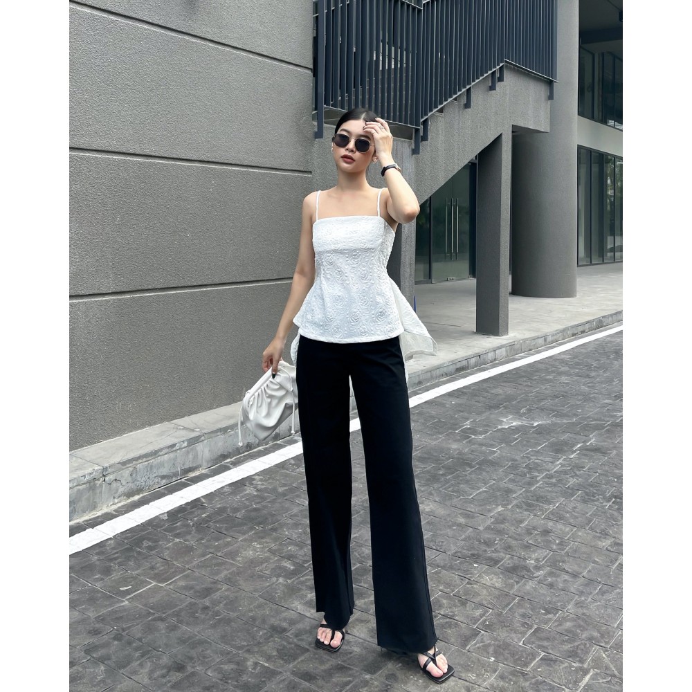 Quần jeans ống suông trắng đen (Trắng/ Đen) - GD24