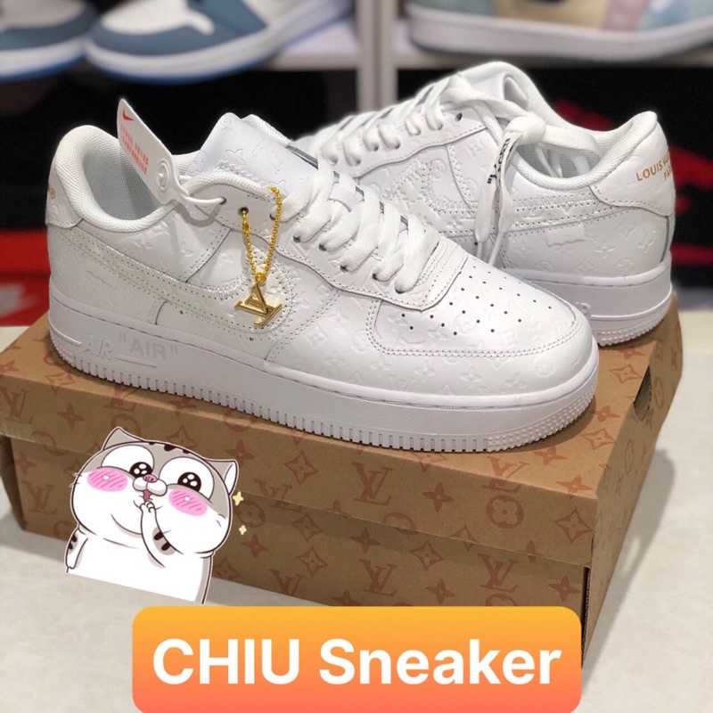 Giày thể thao nam nữ tăng chiều cao air force 1 Full trắng LV phiên bản cao cấp giày Sneaker Af1 trắng