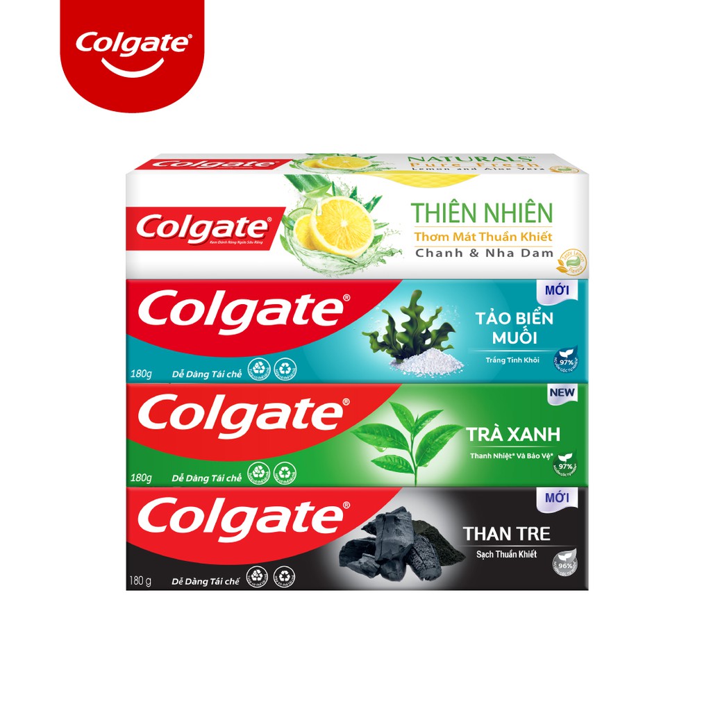 Kem đánh răng Colgate Thiên Nhiên Trà Xanh, Than Tre, Tảo biển và Nha Đam 180g