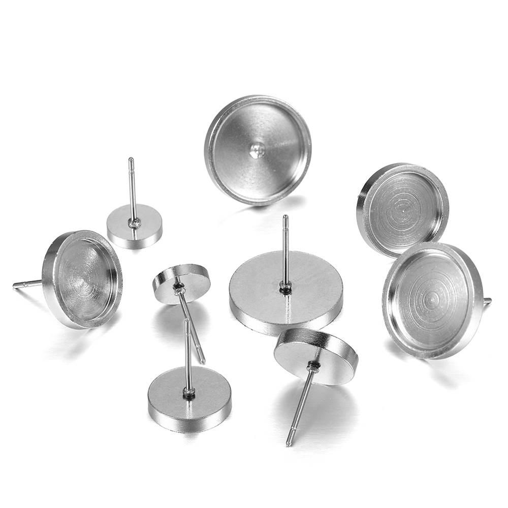 10 Đế khuyên tai rỗng ST.KUNKKA bằng thép không gỉ dày dặn 6mm-14mm làm trang sức