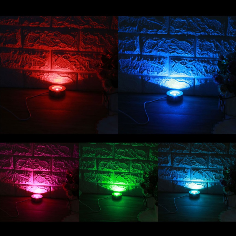 Đế Đèn LED Tròn 3D Bằng Thủy Tinh Pha Lê Nhiều Màu / Trắng / Ấm Với Công Tắc Cảm Ứng Nhạy