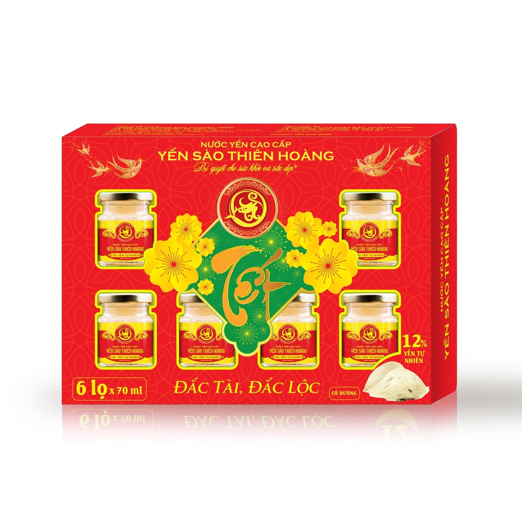 HỘP YẾN THIÊN HOÀNG XUÂN CAO CẤP 12 % TỔ YẾN (6 LỌ)