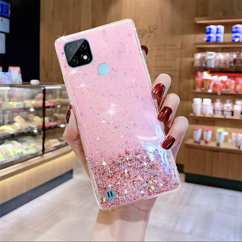 Ốp điện thoại TPU dẻo trong suốt kim sa ngôi sao tùy chọn màu sắc cho REALME C25Y C21Y REALMEC21 REALMEC21Y