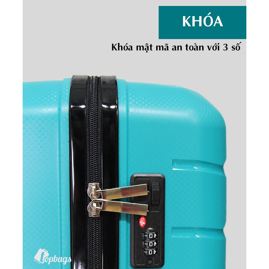 Vali nhựa dẻo PP chống va đập VL030 màu cam size 24 - Vali kéo nhựa TOPBAGS