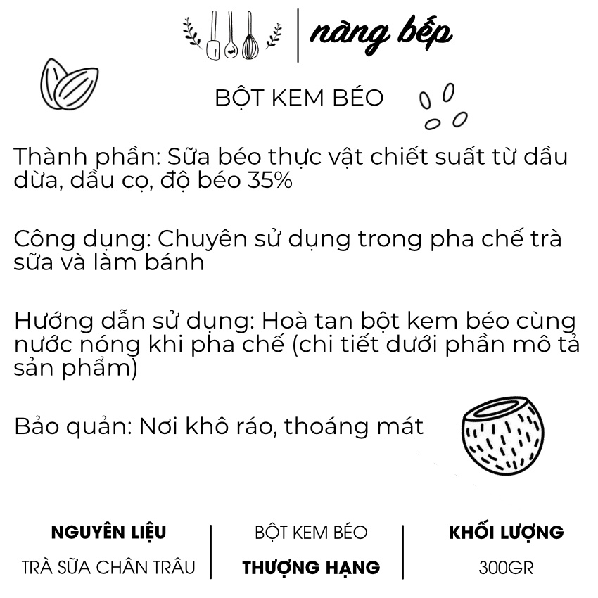 Bột Kem Béo Nguyên liệu làm trà sữa trân châu tự pha tuyệt phẩm 300gr | BigBuy360 - bigbuy360.vn