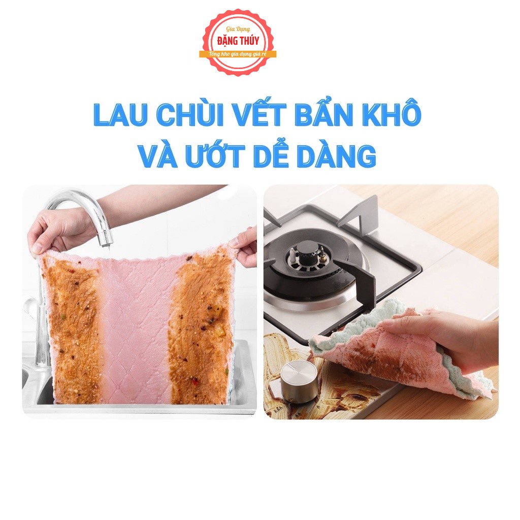 Khăn Lau nhà bếp Đa Năng, khăn Lau Hai Mặt Siêu Thấm Hút Vải Nhung San Hô Dày Mịn Có Nhiều Màu Sắc GDDT