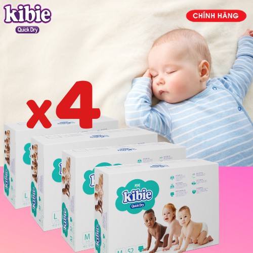 [COMBO 4 BỊCH] Bỉm Quần KIBIE Quick Dry - Tã Quần Cao Cấp Hàn Quốc Mềm Nhẹ Khô Thoáng Vượt Trội - M52/L48/XL44/XXL