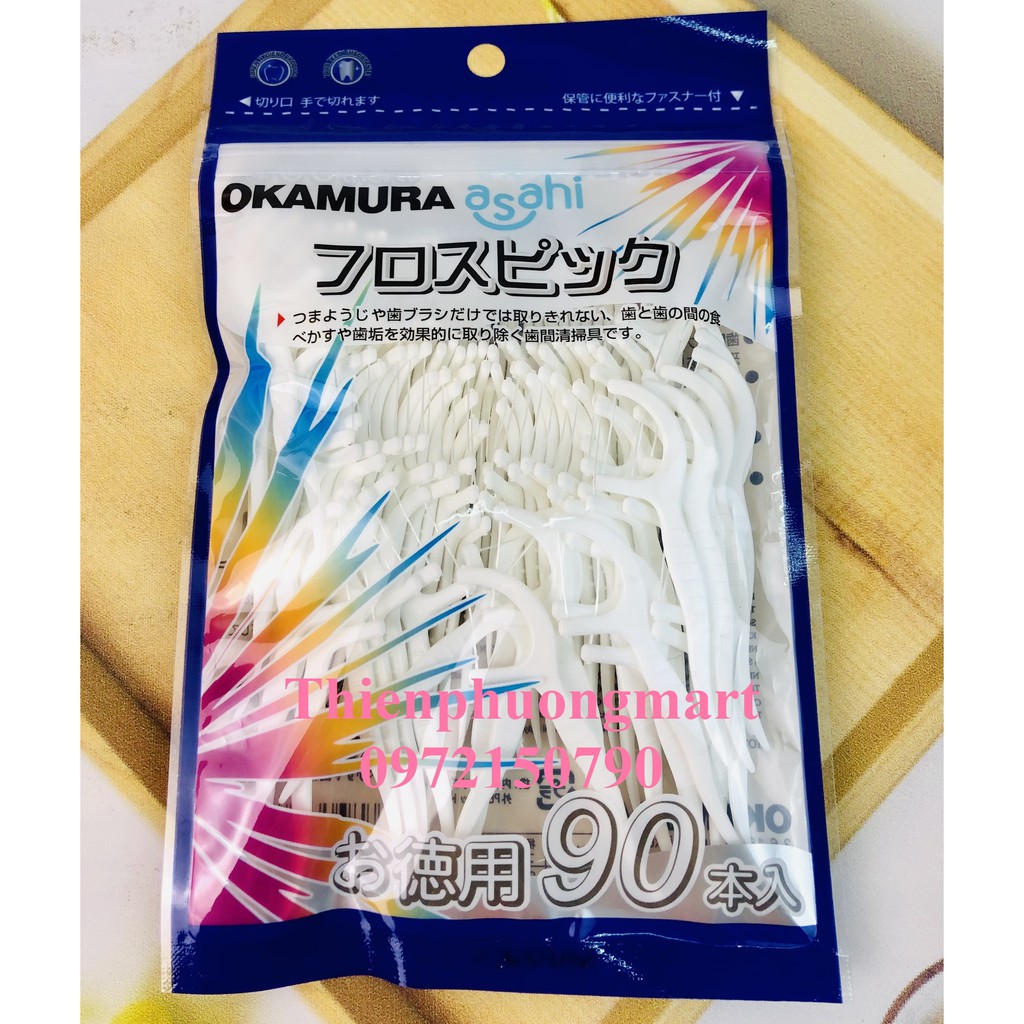 Tăm chỉ Okamura 90 cây/ gói Chăm sóc răng miệng - Tăm chỉ nha khoa Okamura tiêu chuẩn Nhật Bản