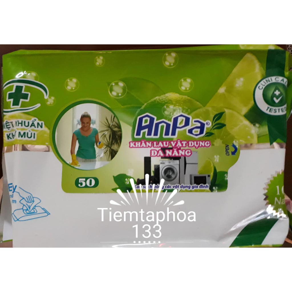 Khăn ướt đa năng Anpa 50 tờ nặng 800gr kích thước 24x33cm lau chùi bếp, sàn, vật dụng (Q11)