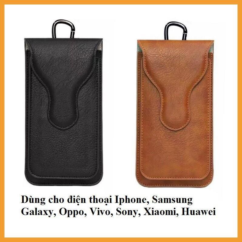 Bao da đeo thắt lưng điện thoại 2 ngăn cho Iphone, Samsung, Oppo, Vivo, Sony, Xiaomi, huawei size từ 5 inch đến 6.5 inch