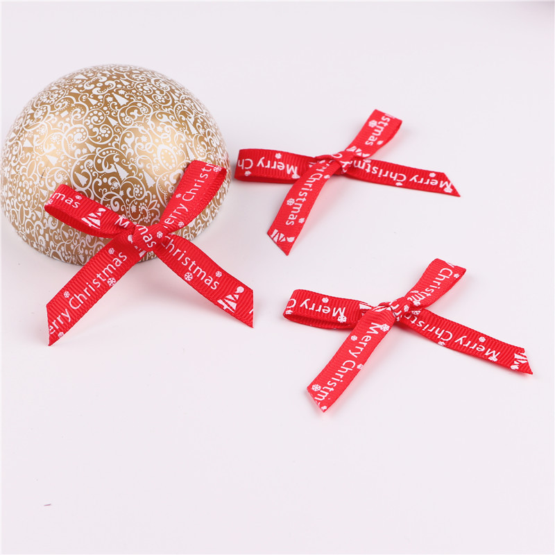 2PCS 1CM Christmas Ribbon Decoration Bowknot Christmas Tree Small Bows Gifts Packaging