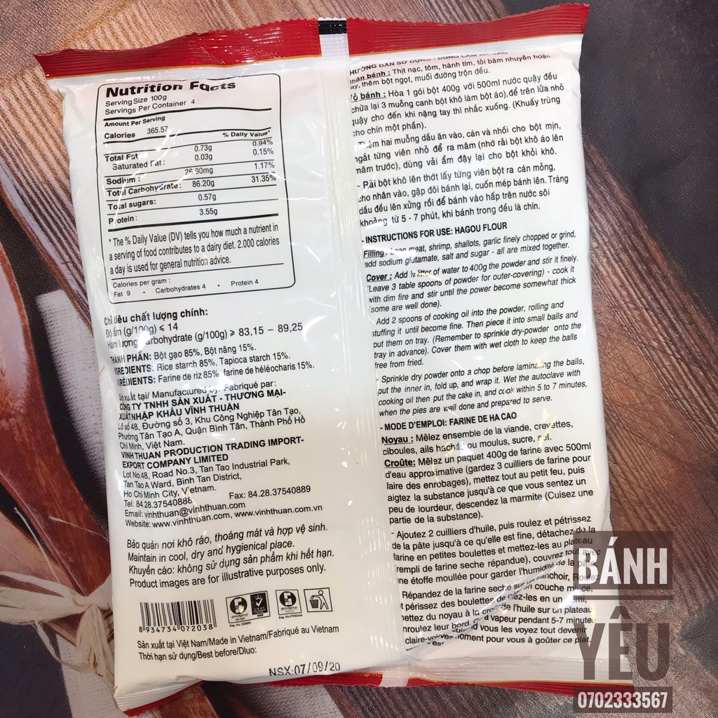 Bột há cảo Vĩnh Thuận 400g - NL40