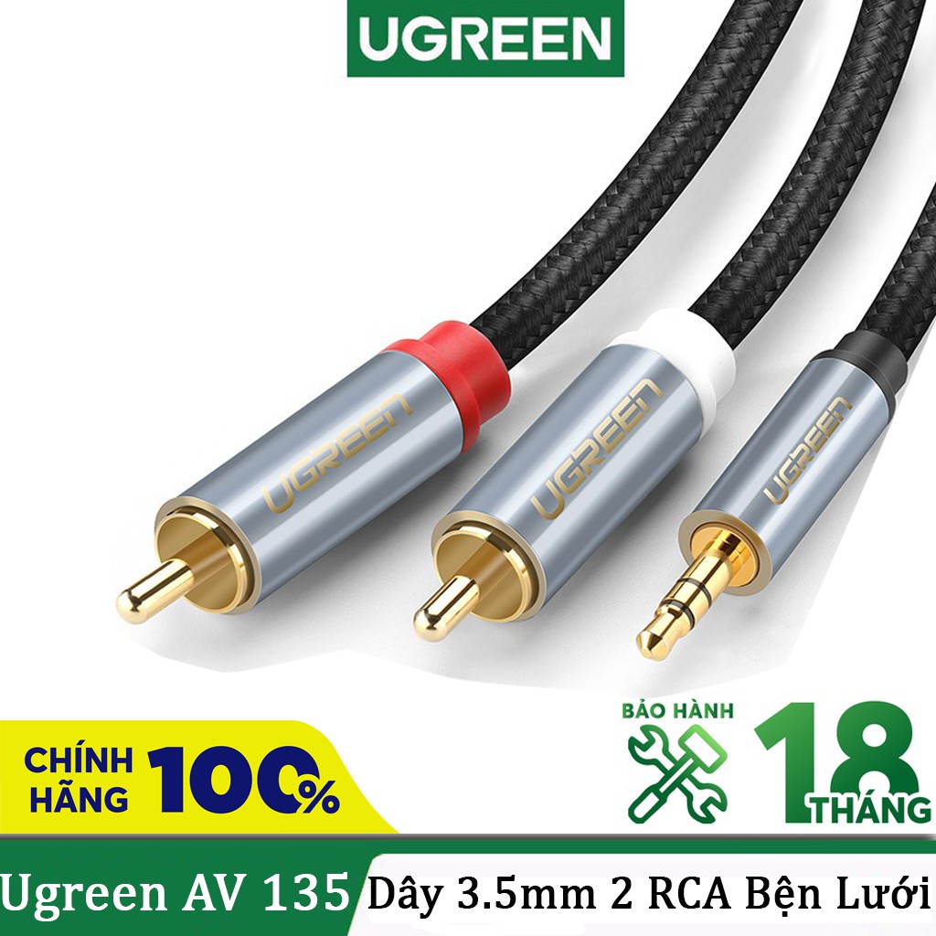 Dây Cáp Tín Hiệu Audio 3,5mm Sang 2 Đầu Cực Ugreen AV135 Cao Cấp